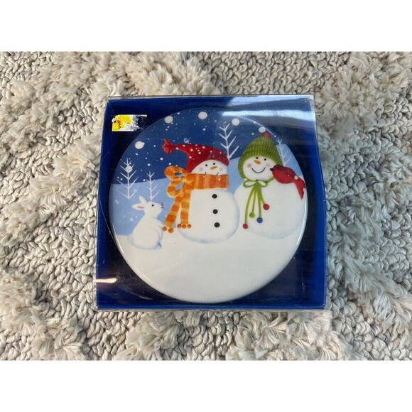 Snowman Coasters Set of 3 Christmas Snow Days St Nicholas Square Missing One - Picture 2 of 6